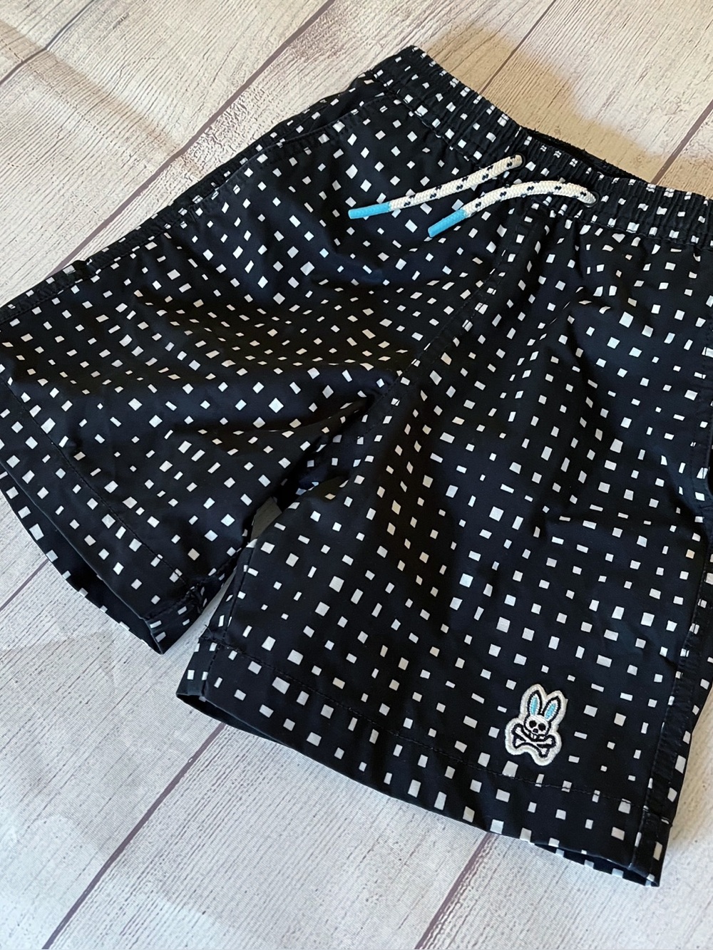 Psycho Bunny boys black swim trunks size 7/8